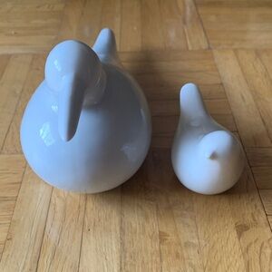 Set of (2) White Ceramic Bird Figurines